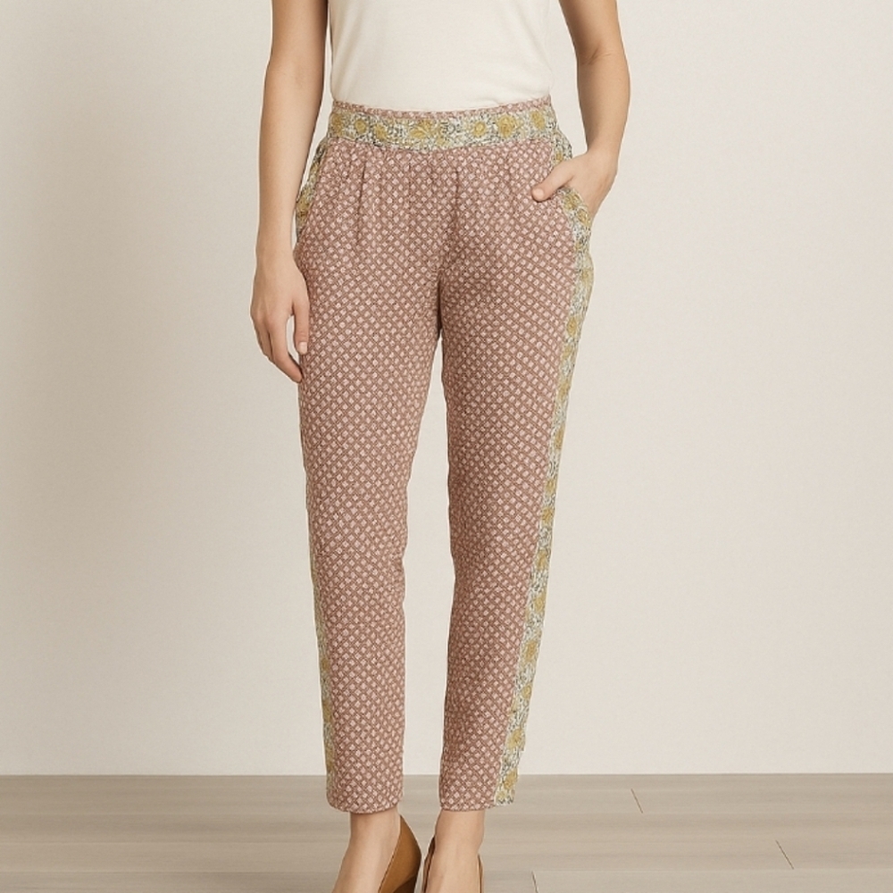 FREE PEOPLE Easy Pleat Pant in Red Geo Ditsy
